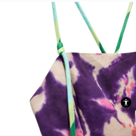 ZARA FLORAL LINEN BLEND PURPLE DRESS SIZE M - Picture 4 of 6